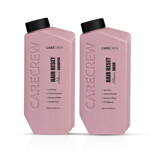 CareCrew Cosmetics Hair Reset Advance Shampoo & Mask Combo for Anti-Frizz, Dullness & Volume, 2x 250 ml 