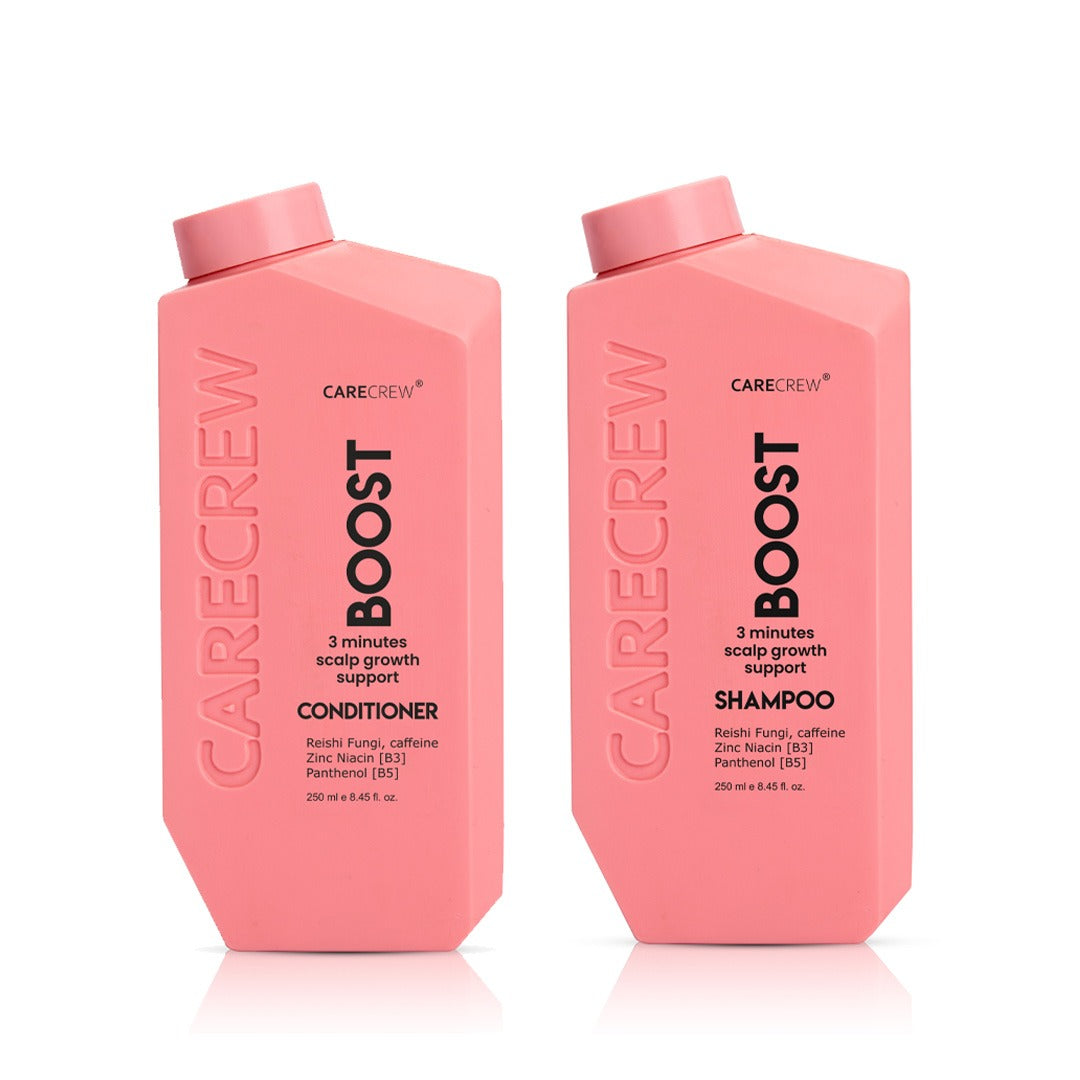CareCrew Cosmetics BOOST Shampoo & Conditioner Combo for Scalp Growth Support & Hair Breakage, 2x 250 ml 