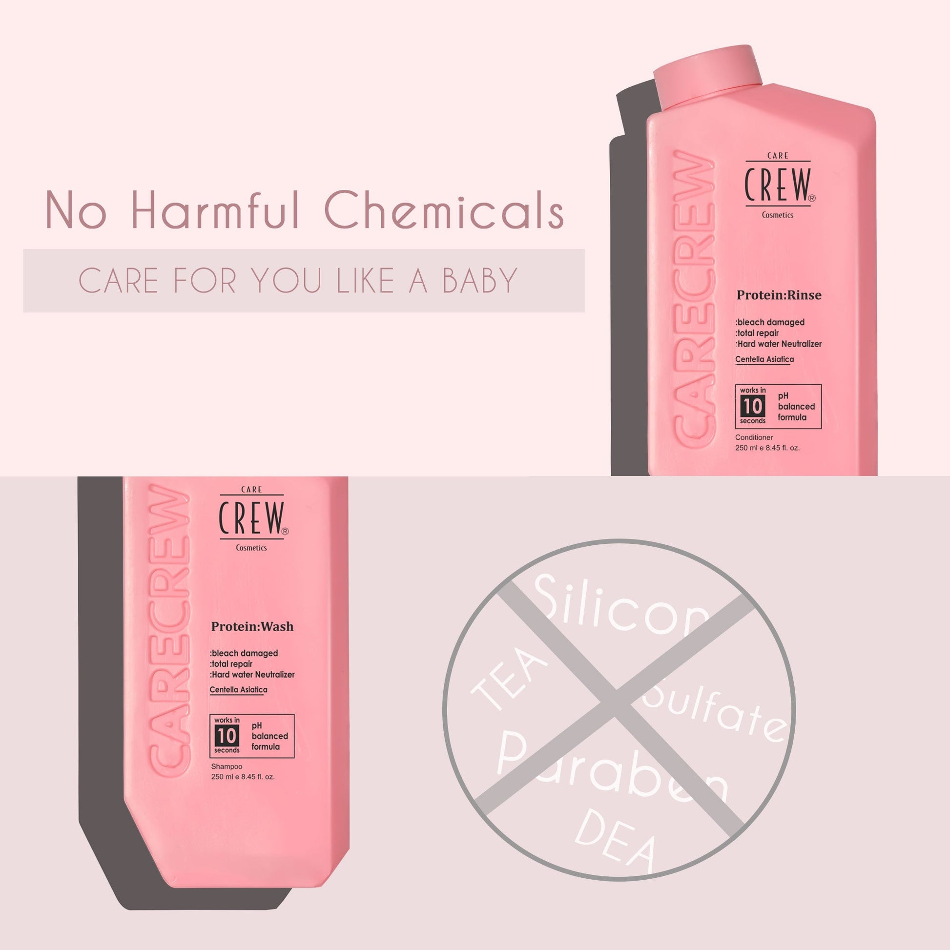 CareCrew Pure Protein Wash Hair Smoothening Shampoo 